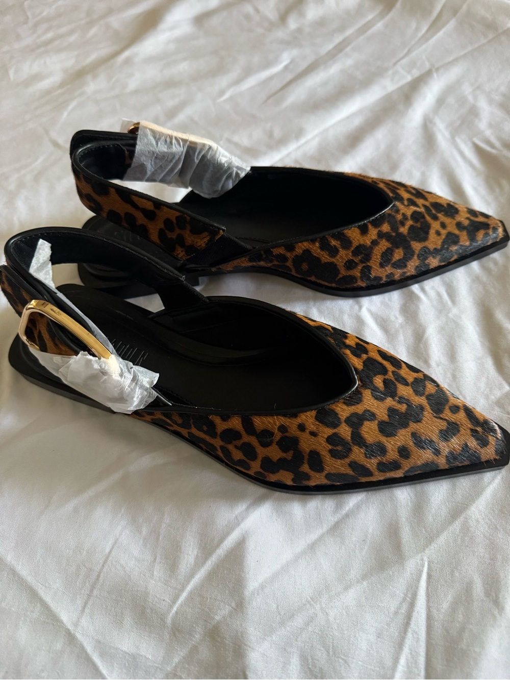 Leopard Print Pointed Toe Slingback Flats - Women - Picture 3 of 12